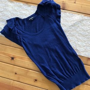 Lightweight Sweater Top with Flutter Sleeves